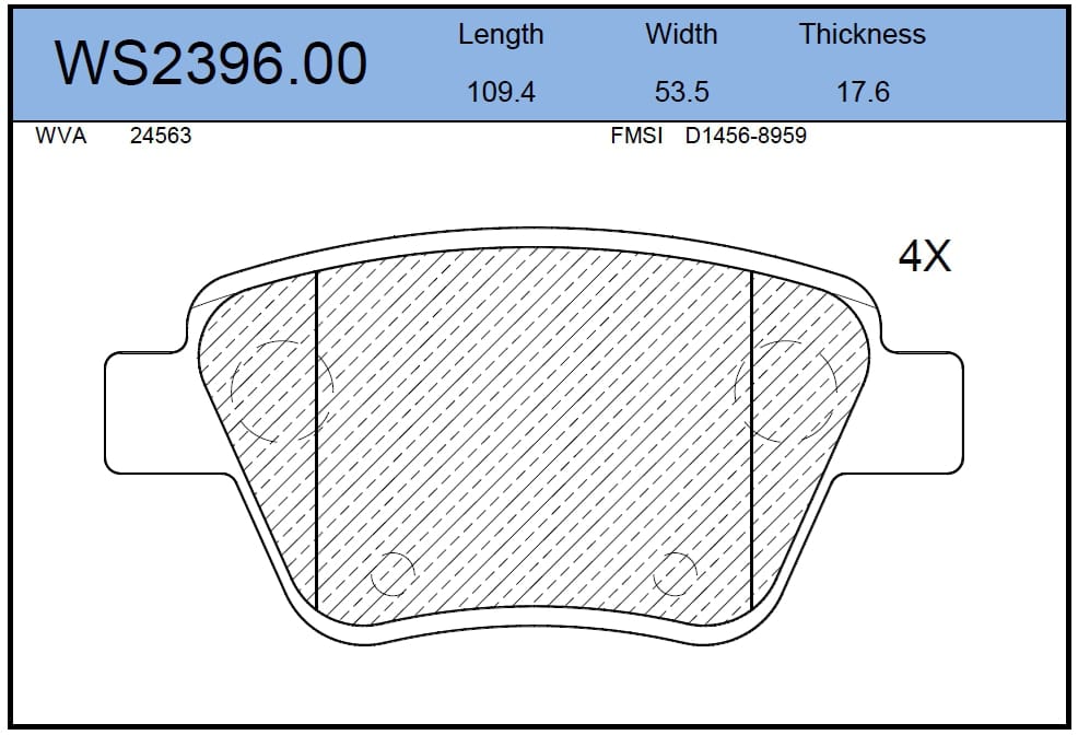 JEENICE WS239600 Колодки тормозные дисковые | зад |