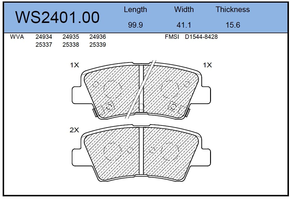 JEENICE WS240100 Колодки тормозные дисковые | зад |