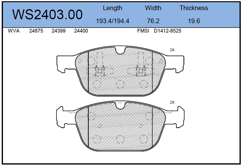 JEENICE WS240300 Колодки тормозные дисковые | перед |