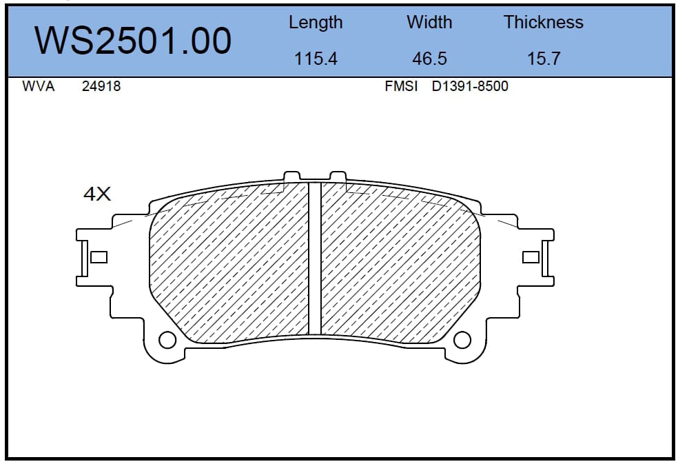JEENICE WS250100 Колодки тормозные дисковые | зад |