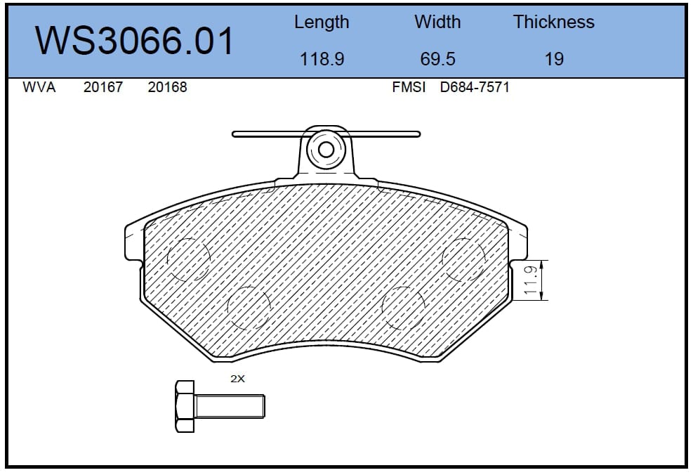 JEENICE WS306601 Колодки тормозные дисковые | перед |