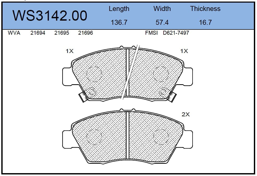 JEENICE WS314200 Колодки тормозные дисковые | перед |