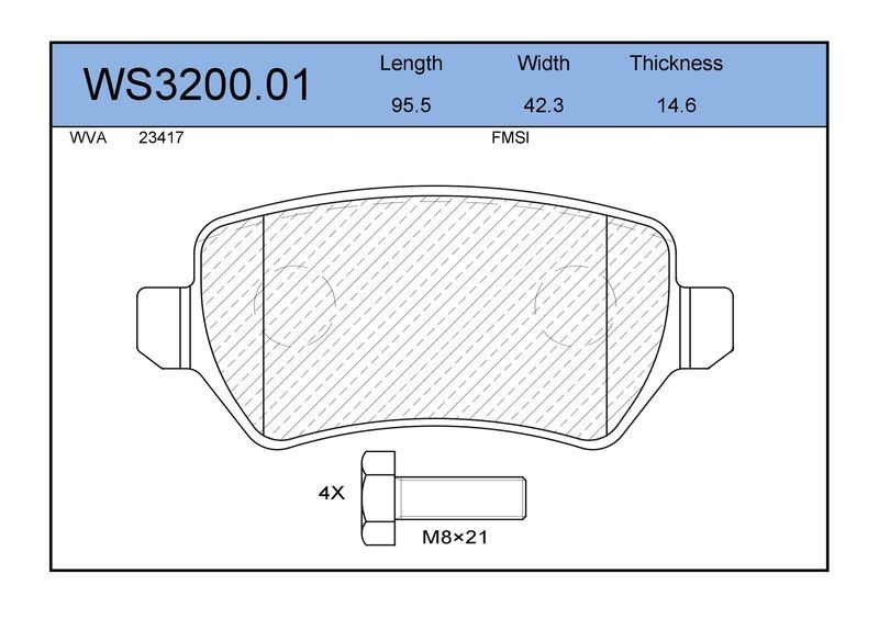 JEENICE WS320001 Колодки тормозные дисковые | зад |