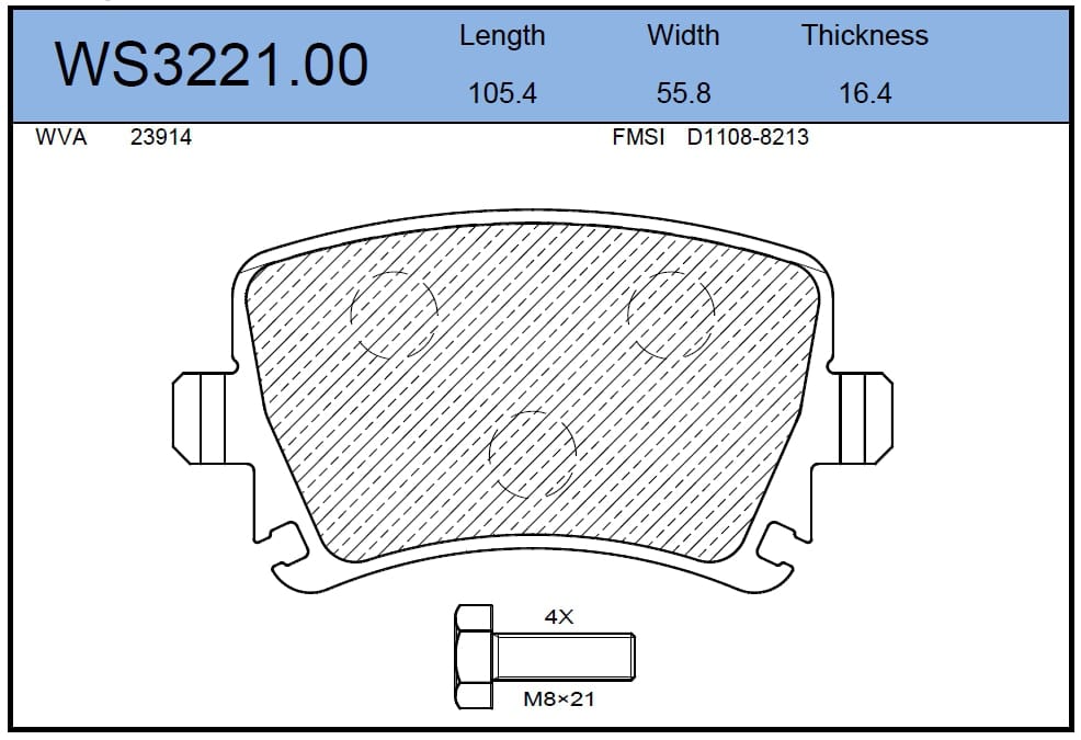 JEENICE WS322100 Колодки тормозные дисковые | зад |