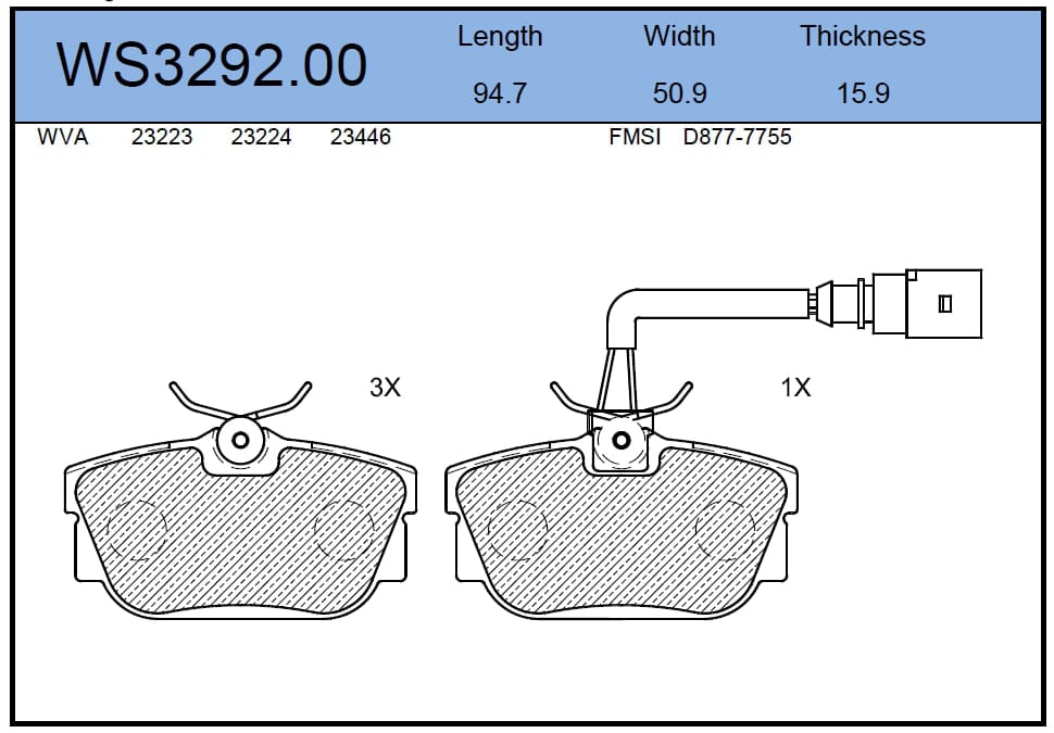 JEENICE WS329200 Колодки тормозные дисковые | зад |