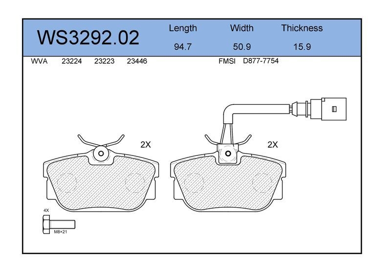 JEENICE WS329202 Колодки тормозные дисковые | зад |