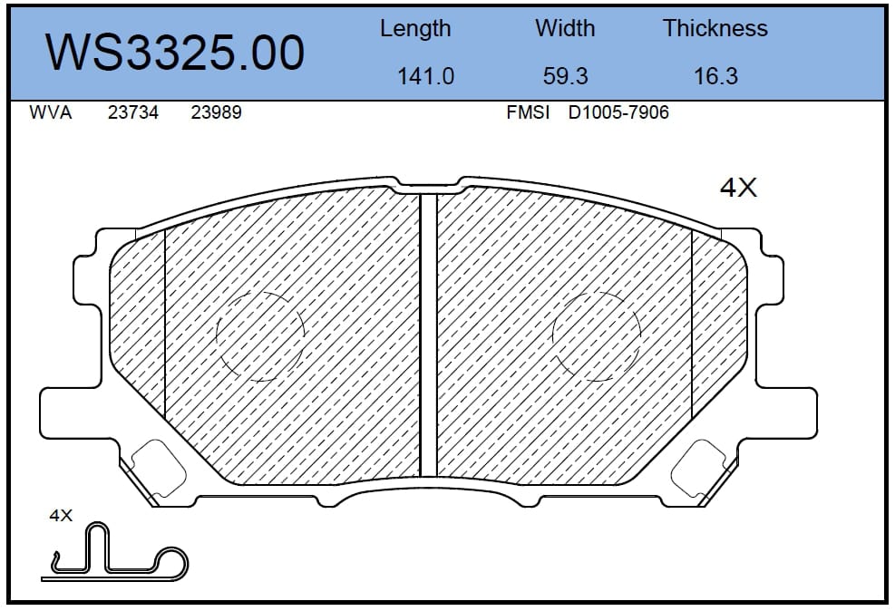 JEENICE WS332500 Колодки тормозные дисковые | перед |