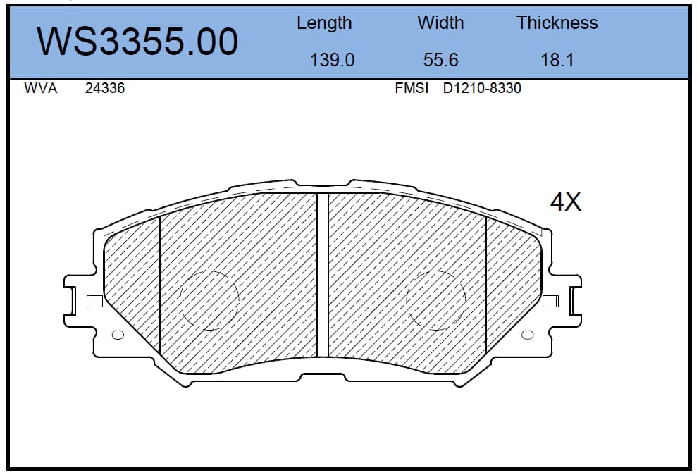 JEENICE WS335500 Колодки тормозные дисковые | перед |