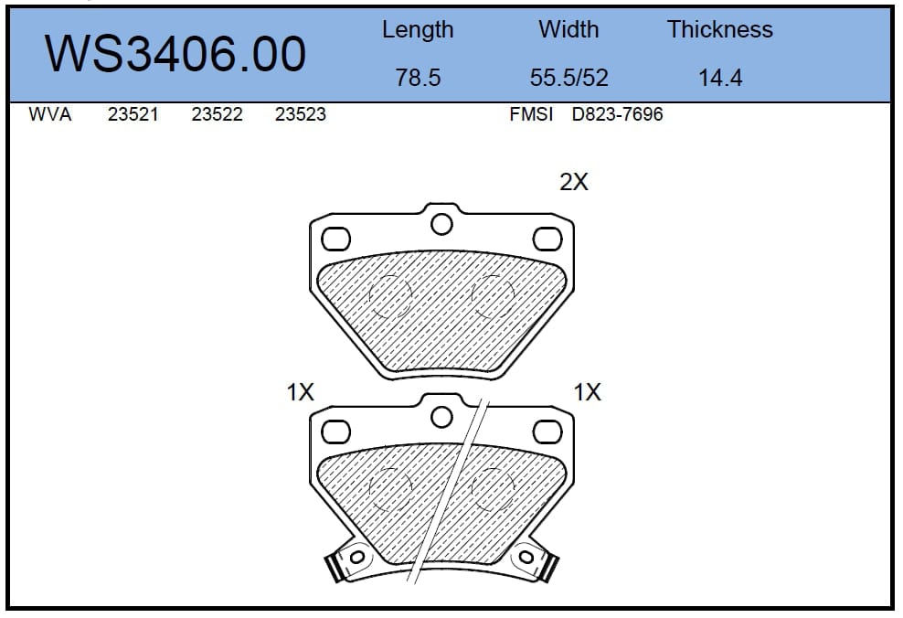 JEENICE WS340600 Колодки тормозные дисковые | зад |