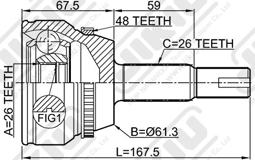 JIKIU JC21146 ШРУС Toyota Camry ACV40L (2006-2011)