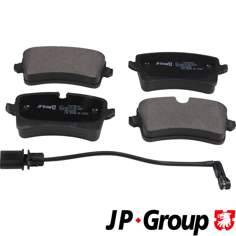 JP GROUP 1163708510 Колодки тормозные AUDI A6 11-/A7 10- задние с датч.