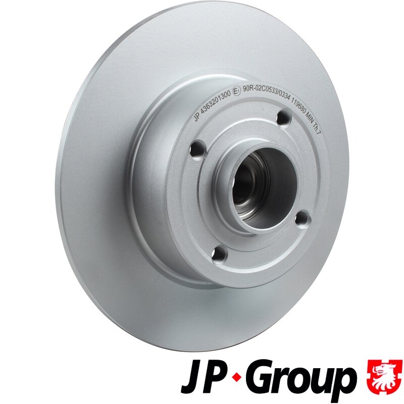 JP GROUP 4363201300 Диск тормозной RENAULT CLIO III 05-/MEGANE II 02- задний с подшипником