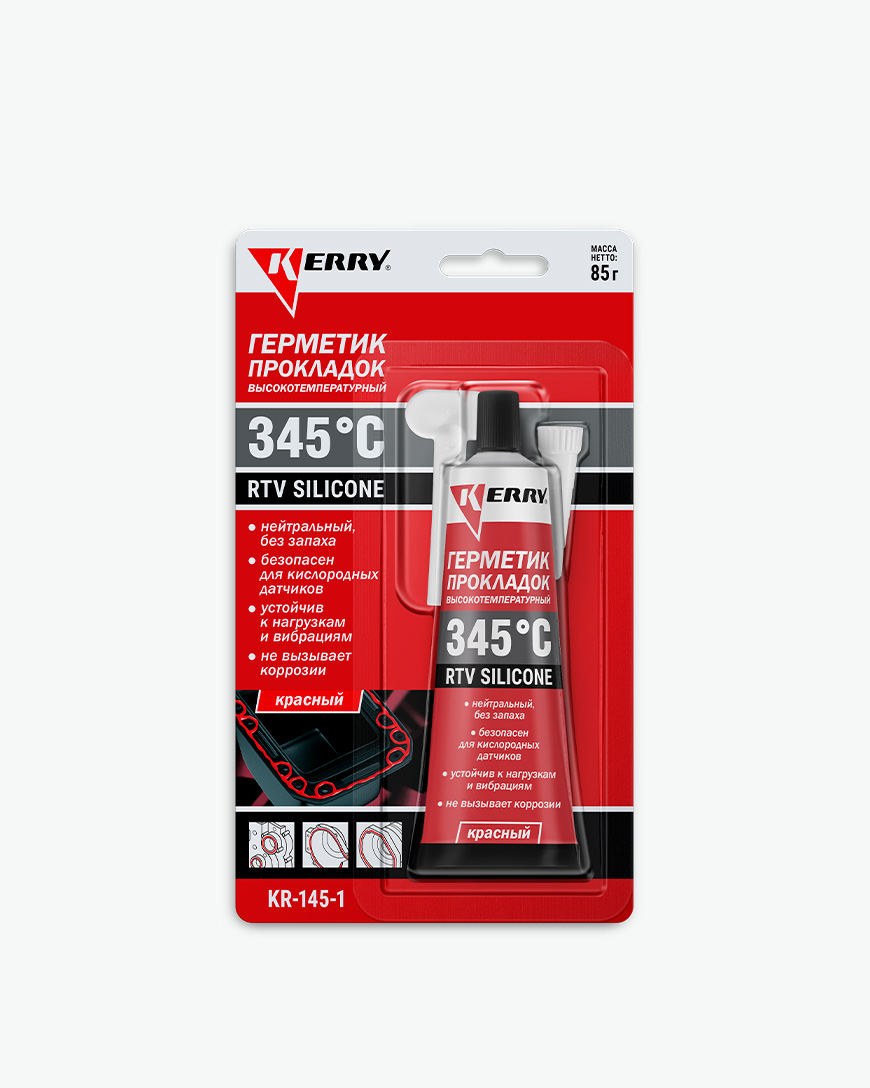KERRY KR1451 Герметик прокладок высокотемп. нейтральный красный RTV SILICONE KERRY 85 г