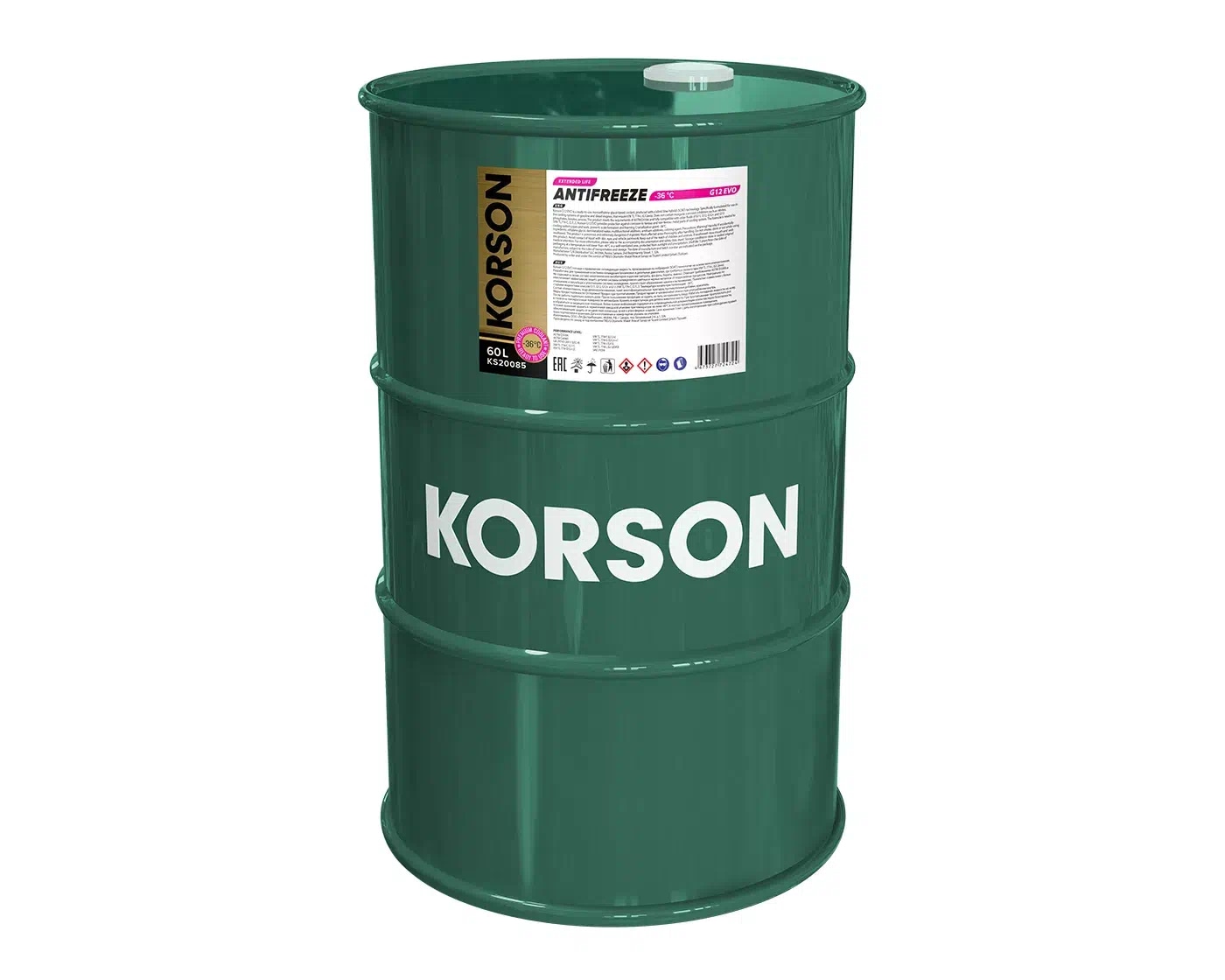 KORSON KS20085 Антифриз, готовый раствор G12 EVO -36 розовый 60л