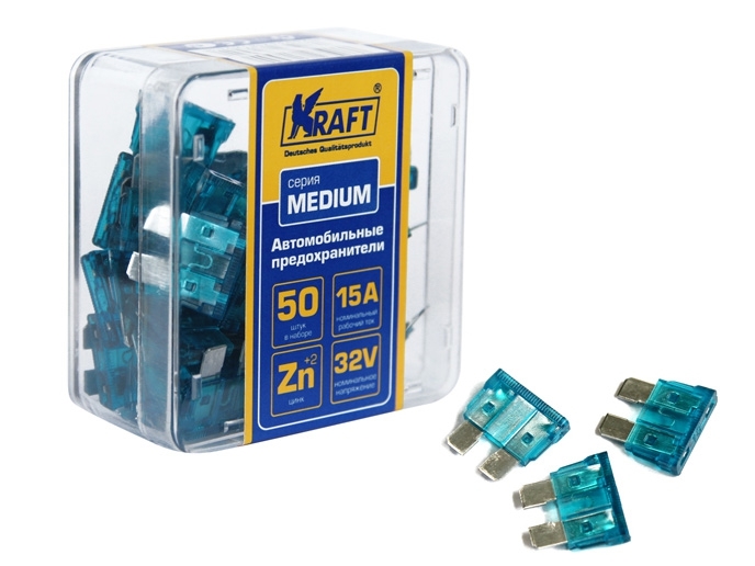 KRAFT KT870004 Набор предохранителей 50 шт (пластмассовая коробка)
