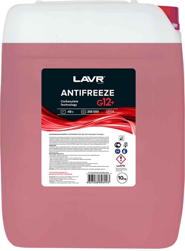 LAVR LN1711 Охлаждающая жидкость Antifreeze G12+ (-45°С) 10 КГ