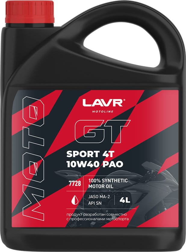 LAVR LN7728 Моторное масло GT SPORT 4T 10W-40 SN 4 л