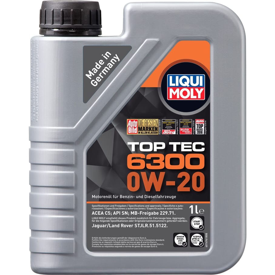 LIQUI MOLY 21216 Масло моторн 0W20 LIQUI MOLY 1л НС-синтетика Top Tec 6300 SN/C5 MB: 229.71