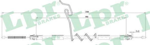LPR C0296B Трос ручного тормоза FORD TRANSIT 00-06 L-1282mm барабан.торм. правый