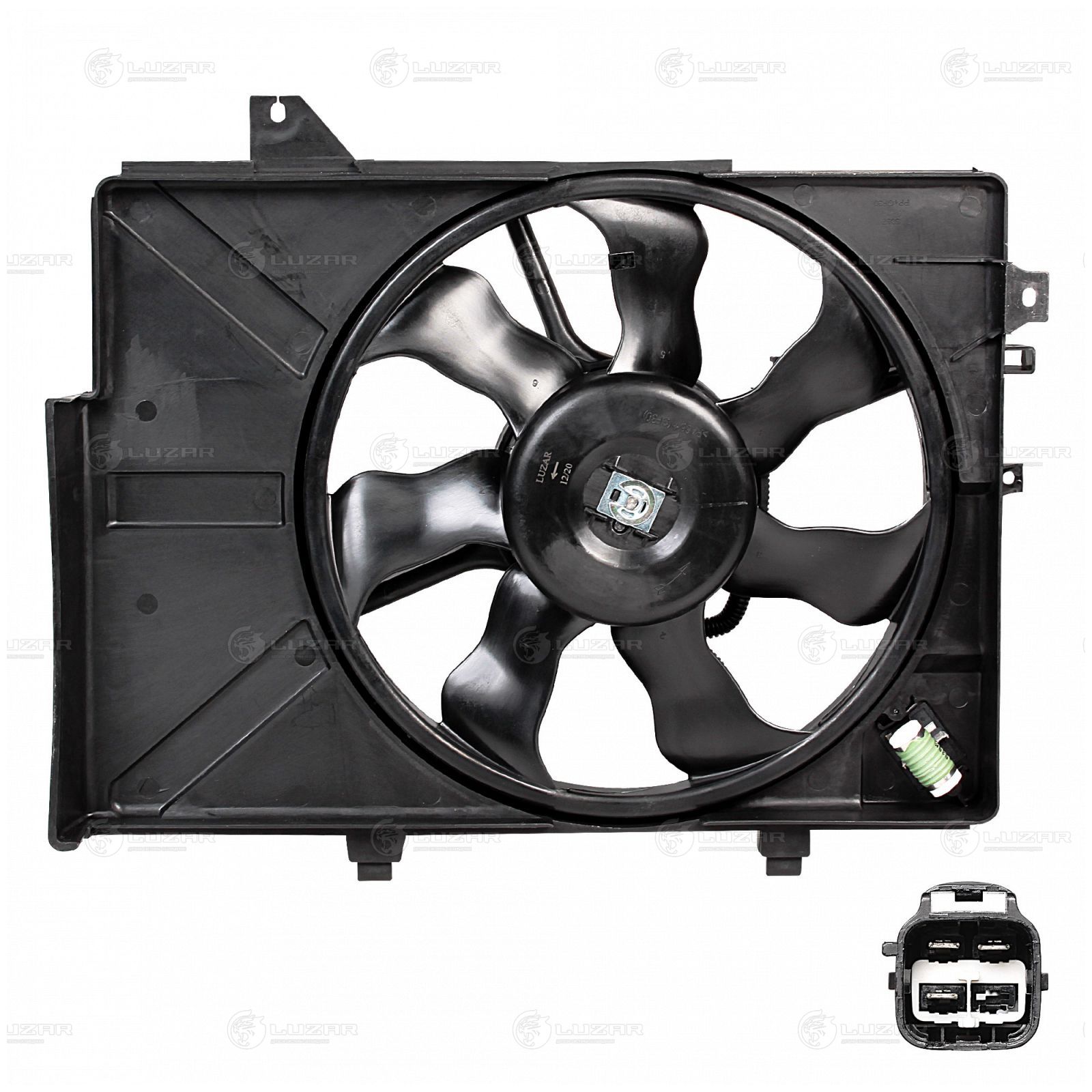 LUZAR LFK0808 Вентилятор радиатора HYUNDAI GETZ (02-) (с кожухом) АТ A/C+