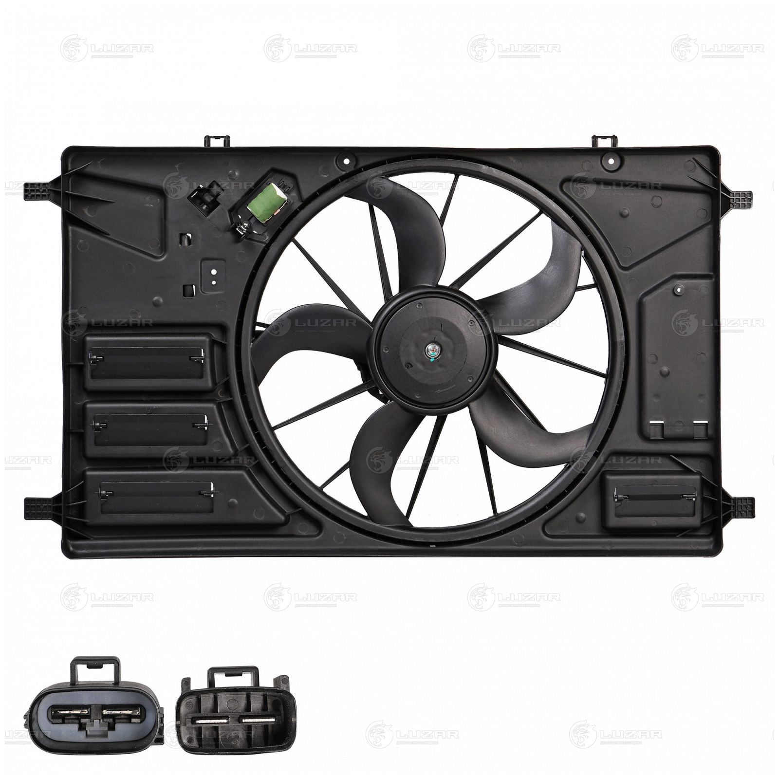 LUZAR LFK1014 Э/вентилятор охл. для а/м Ford Transit (13-) 2.2D FWD (с кожухом и резист.) (LFK 1014)