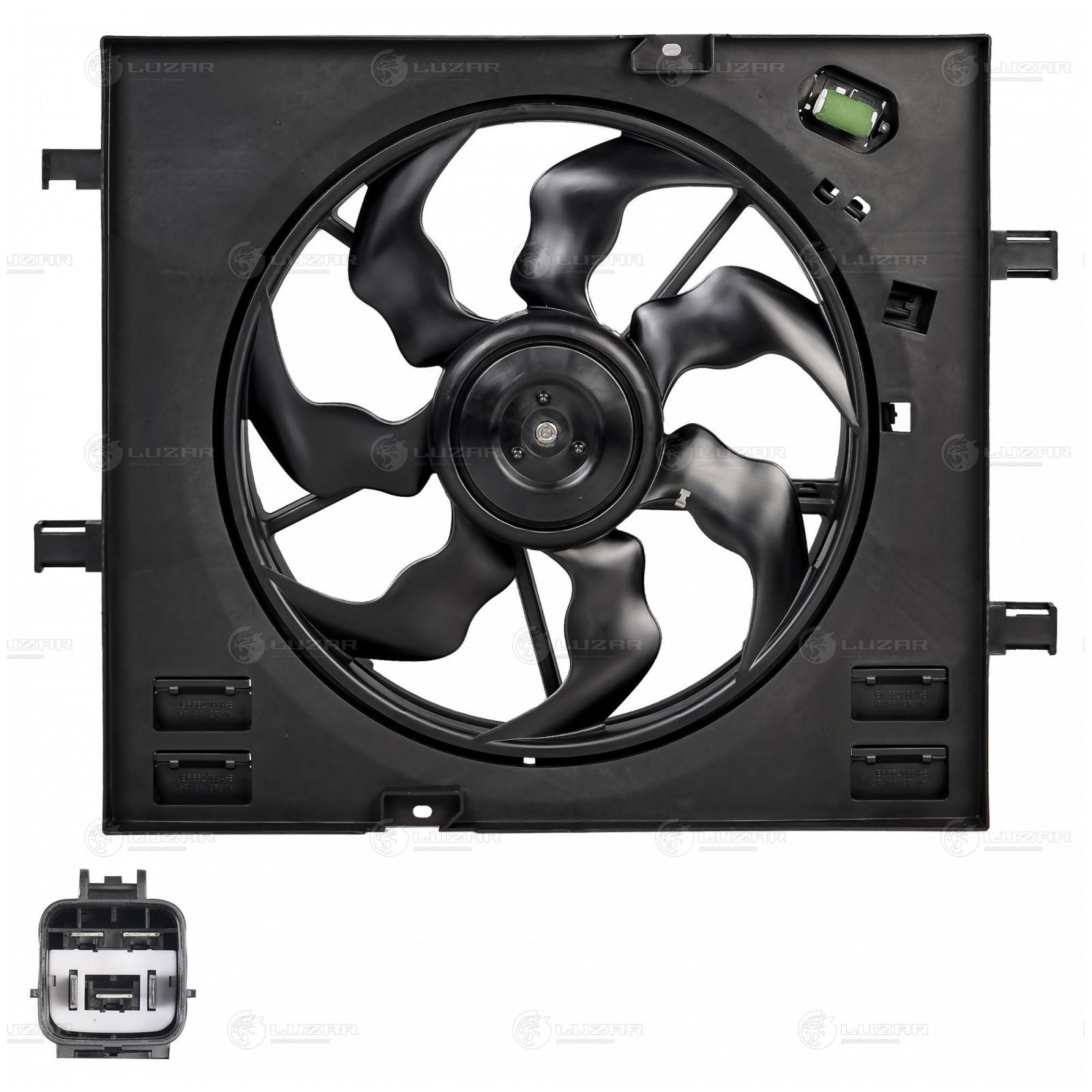 LUZAR LFK3013 Э/вентилятор охл. для а/м Geely Atlas (18-) 1.8T/2.0i/2.4i (с кожухом и резист.) (LFK 3013)