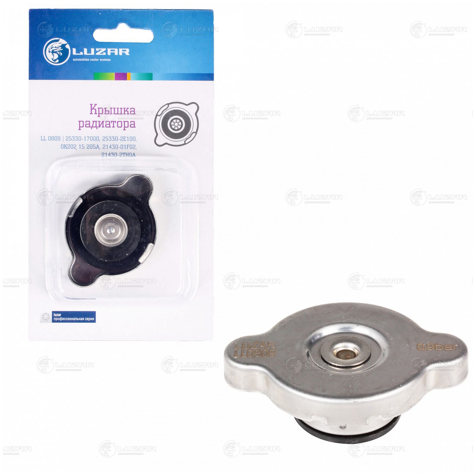 LUZAR LL0809 Крышка (пробка) радиатора для а/м Hyundai/Kia/Nissan/Mazda/Toyota 0.9 bar (большой клапан) (L