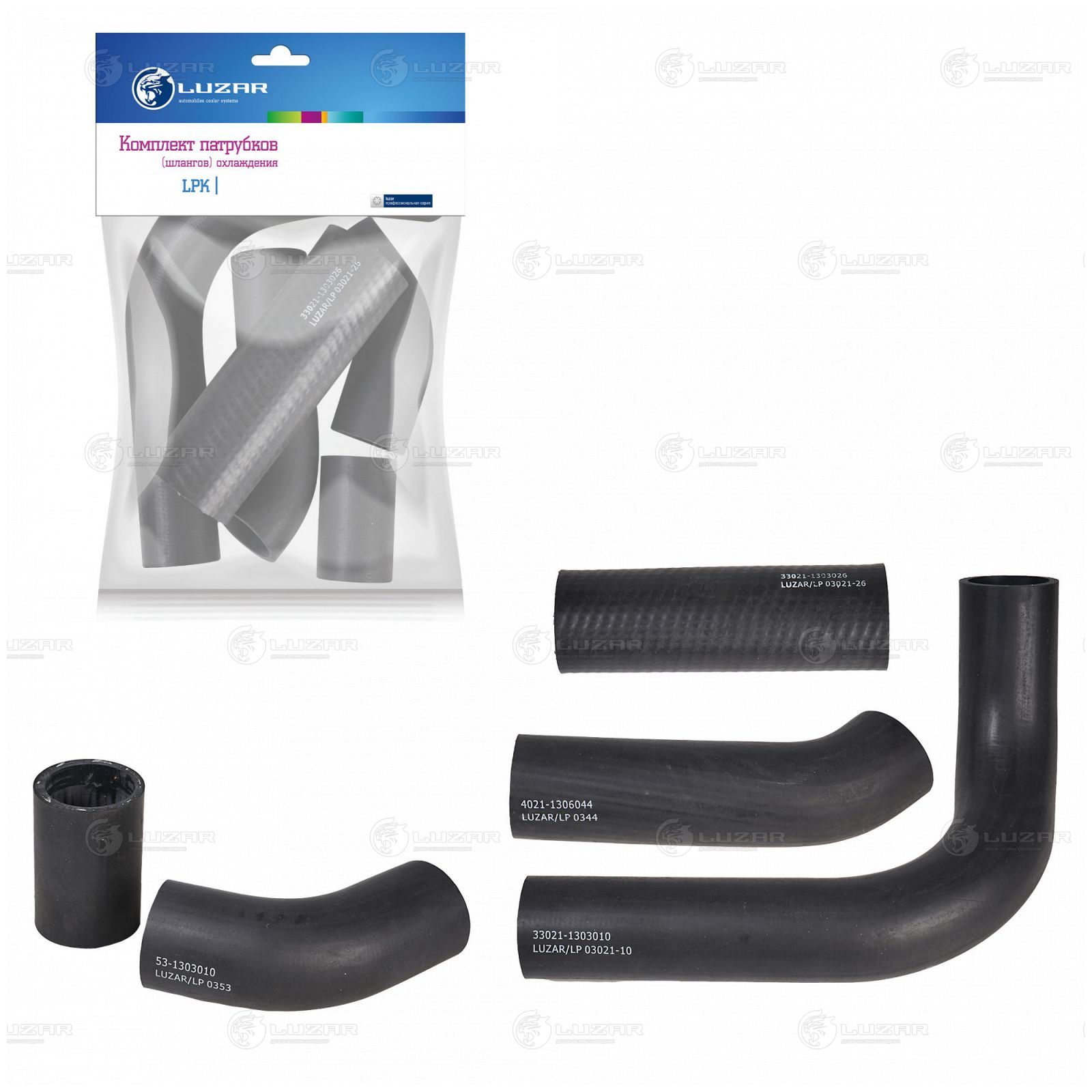 LUZAR LPK0302 Кмпл патрубков охл. для а/м ГАЗ 3302 ГАЗель (402) (EPDM, 5шт.) (LPK0302)