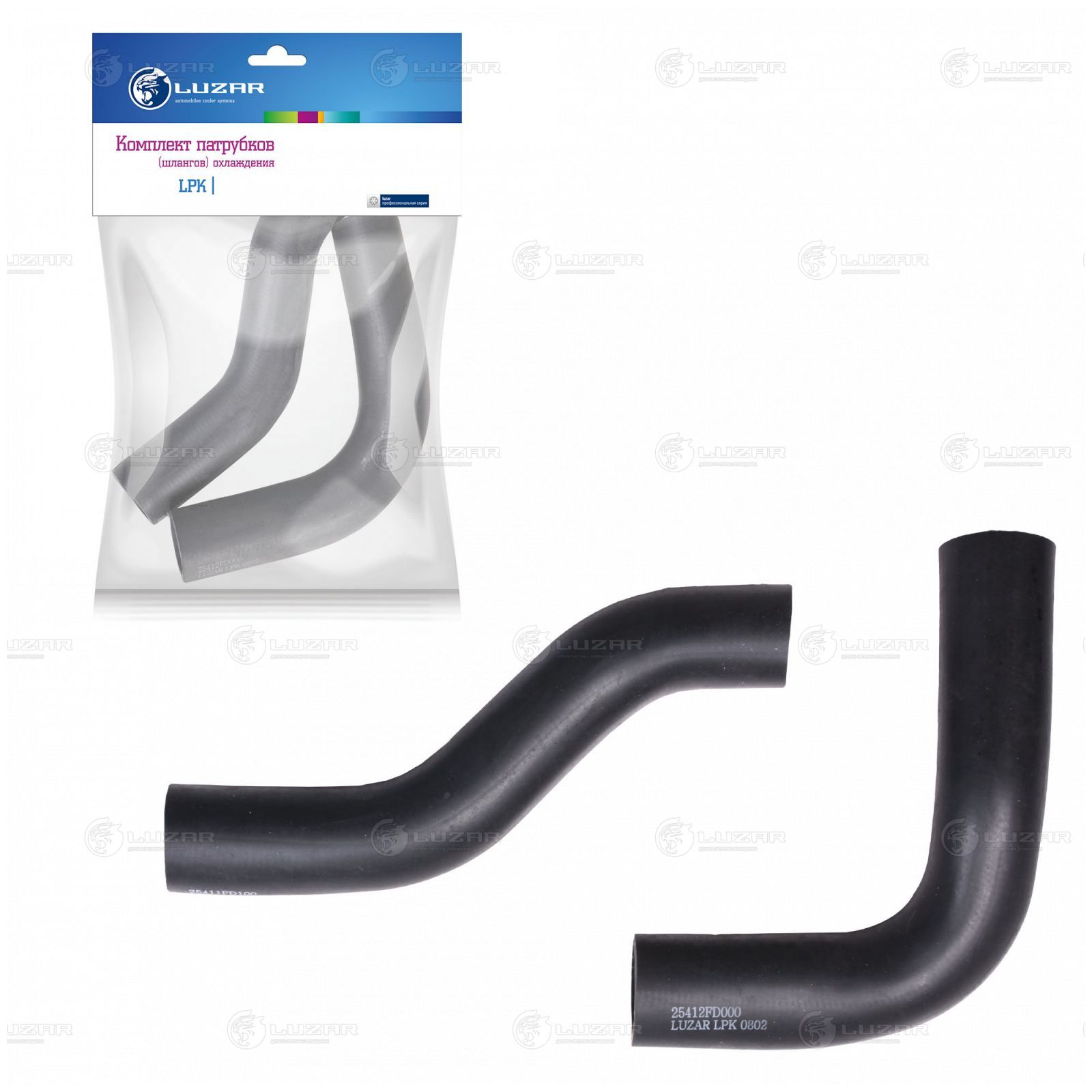 LUZAR LPK0802 Кмпл патрубков охл. для а/м Kia Rio (00-) 1.3i/1.5i M/A (EPDM, 2шт.) (LPK 0802)