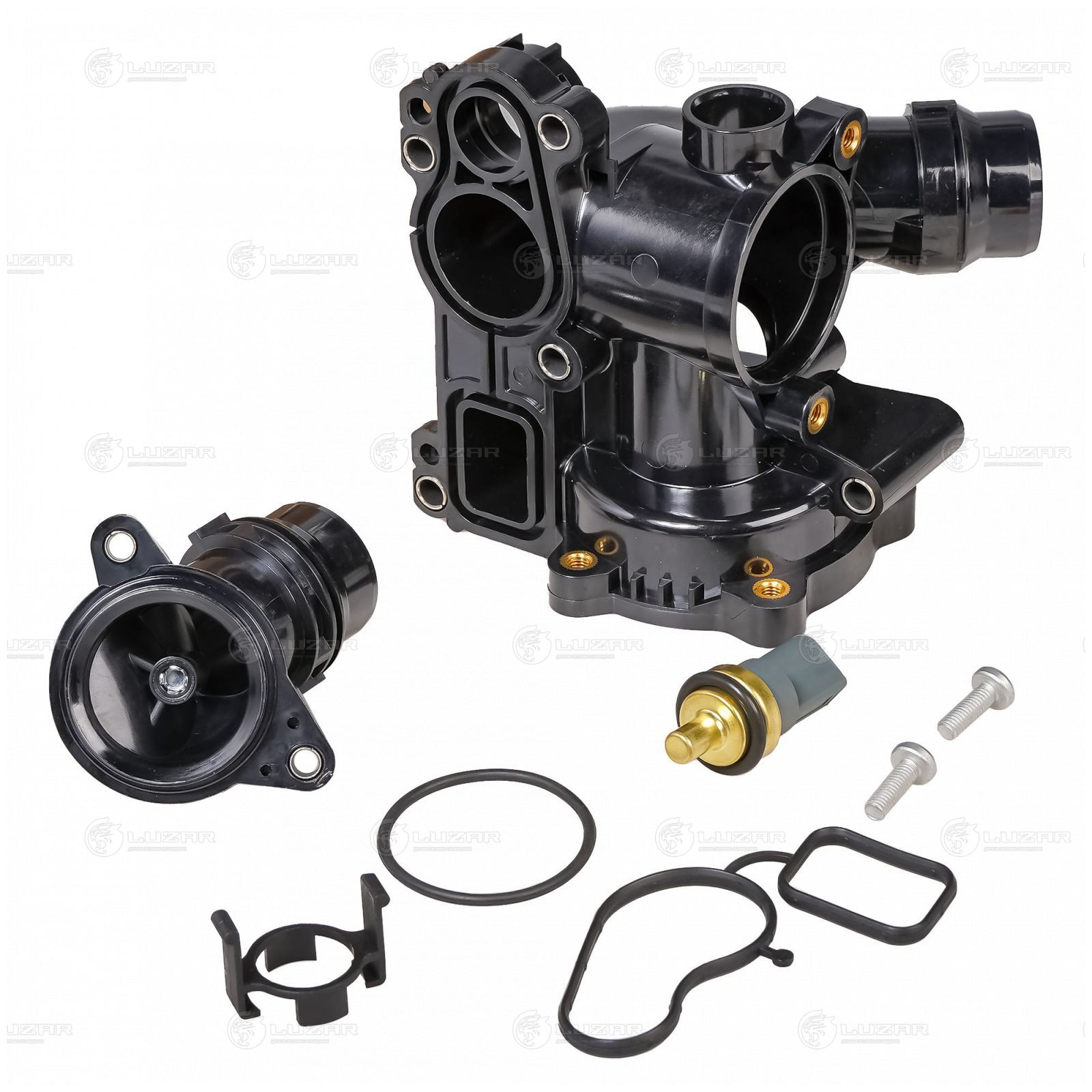 LUZAR LT1827 Корпус термостата для а/м VW Passat B6 (05-)/Skoda Octavia A5 (04-) 1.8T/2.0T (c датч.) (LT 1