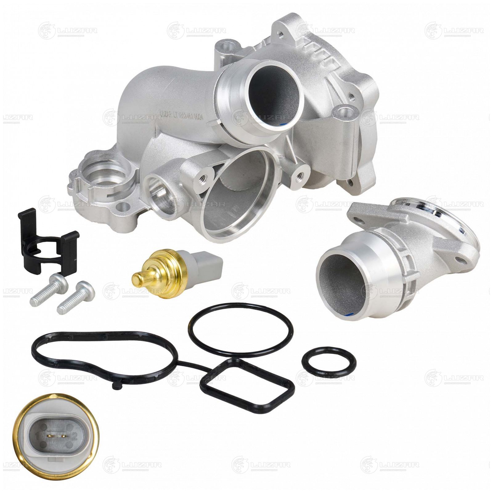 LUZAR LT1869 Корпус термостата для а/м VW Passat B6 (05-)/Skoda Octavia A5 (04-) 1.8T/2.0T (алюминий) (LT 1869)
