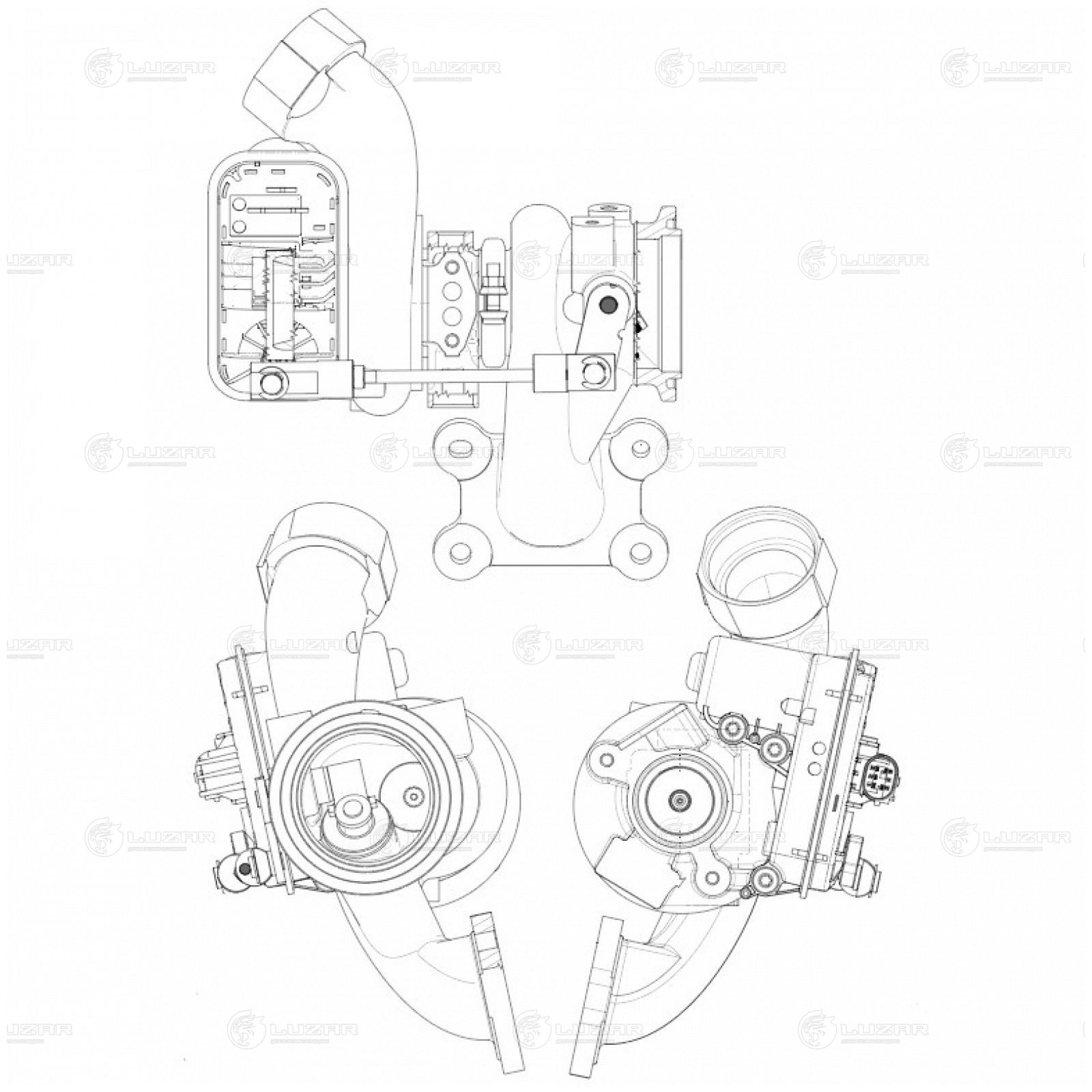 LUZAR LAT1852 Турбокомпрессор для а/м VW Tiguan (16-)/Skoda Octavia A7 (12-) 1.4T [CZDA, CZEA] (тип TD025L) (LAT 1