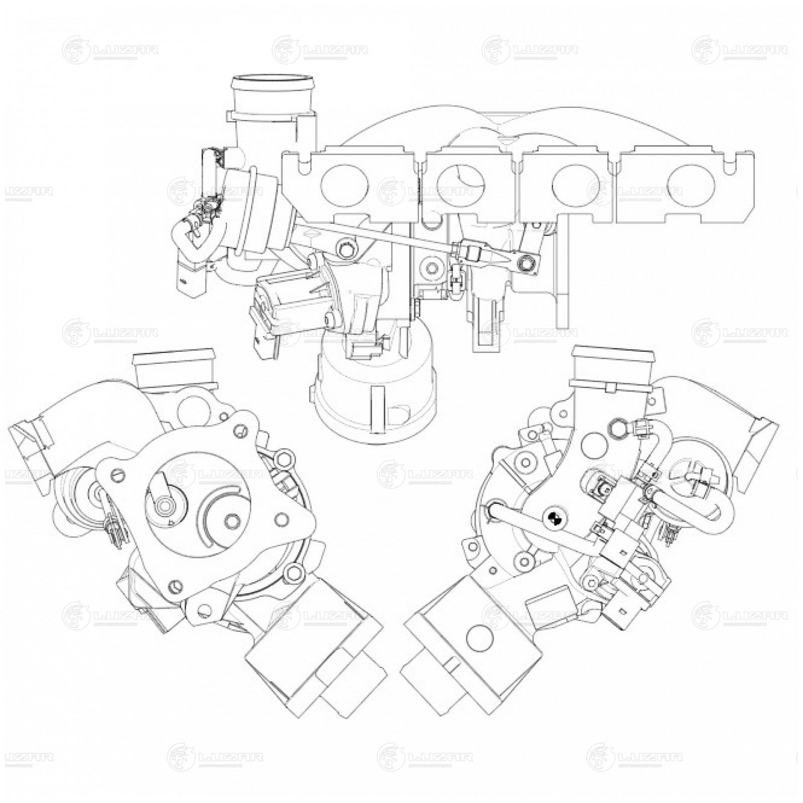 LUZAR LAT1853 Турбокомпрессор для а/м Audi A4 (04-)/A6 (C6) (05-) 2.0T (тип K03) (LAT 1853)