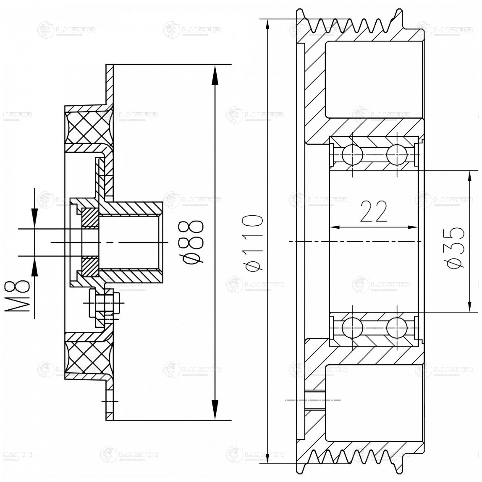 LUZAR LCC1855 Муфта срывная для компрессора кондиц. LCAC 1855 LUZAR (LCC 1855)