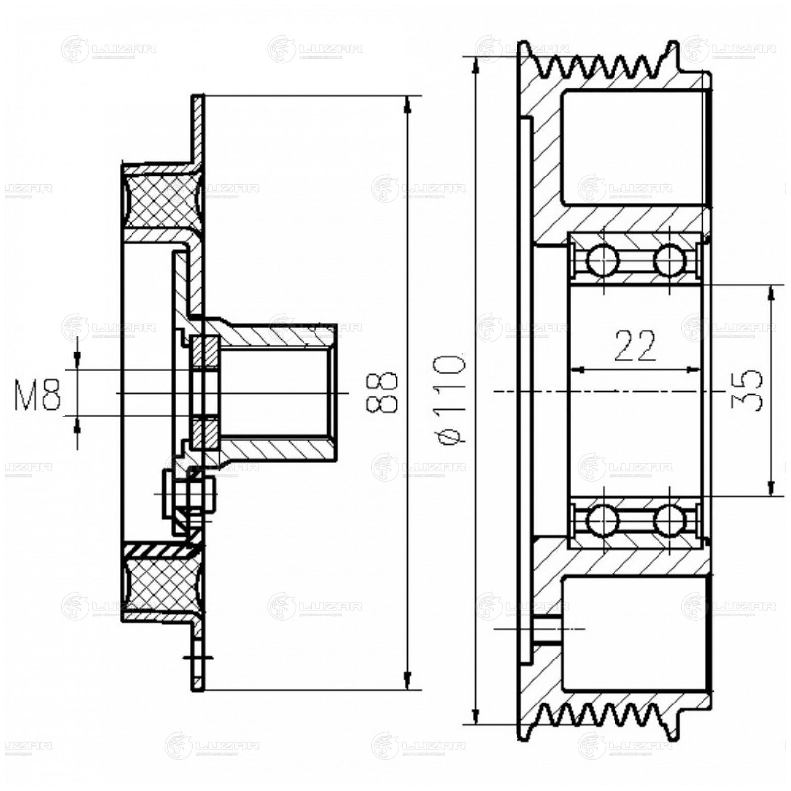 LUZAR LCC18K1 Муфта срывная для компрессора кондиц. LCAC 18K1 LUZAR (LCC 18K1)
