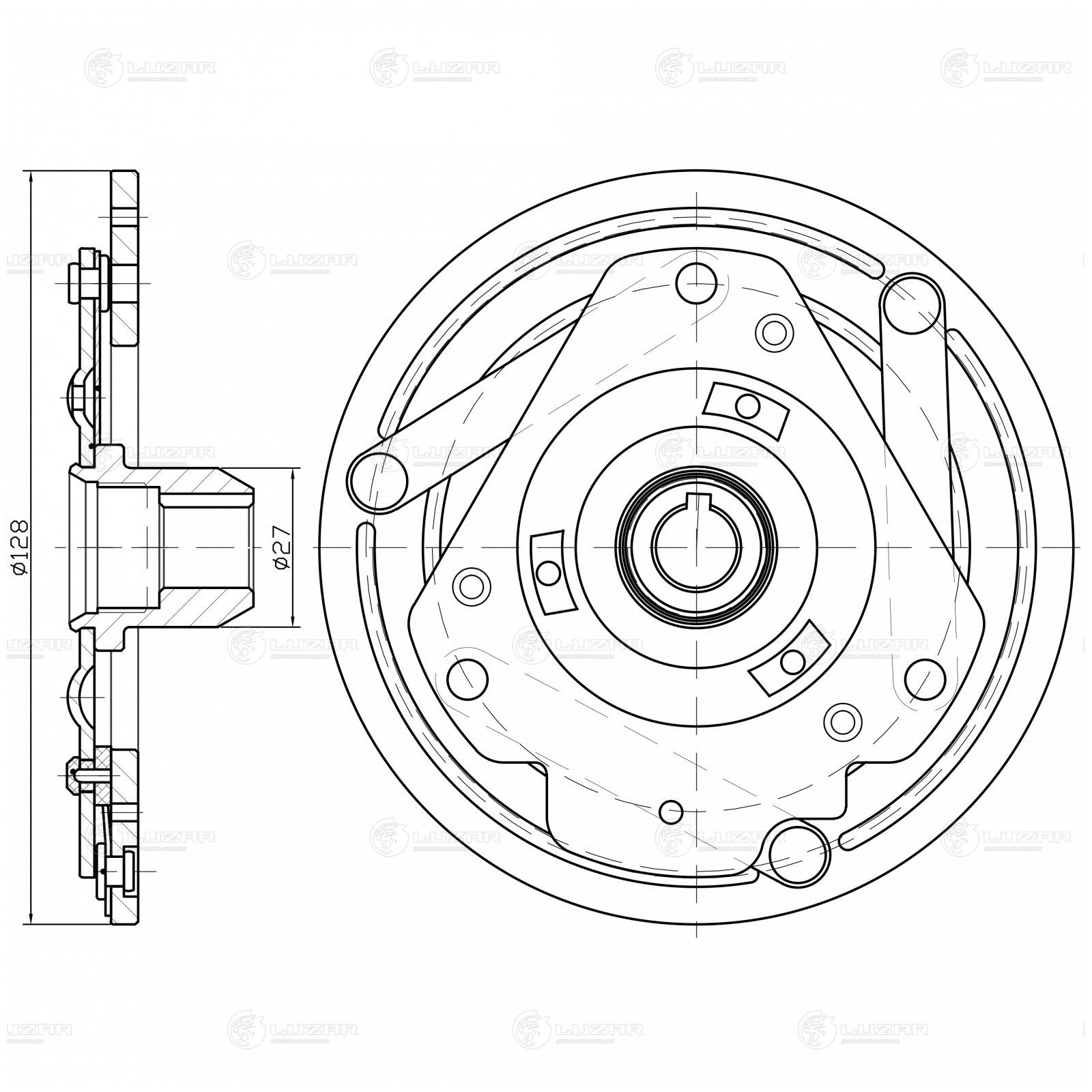 LUZAR LCP0501 Пластина прижимная муфты компрессора кондиц. для а/м Chevrolet Lacetti (04-)/Cruze (09-) (LCP 0501)