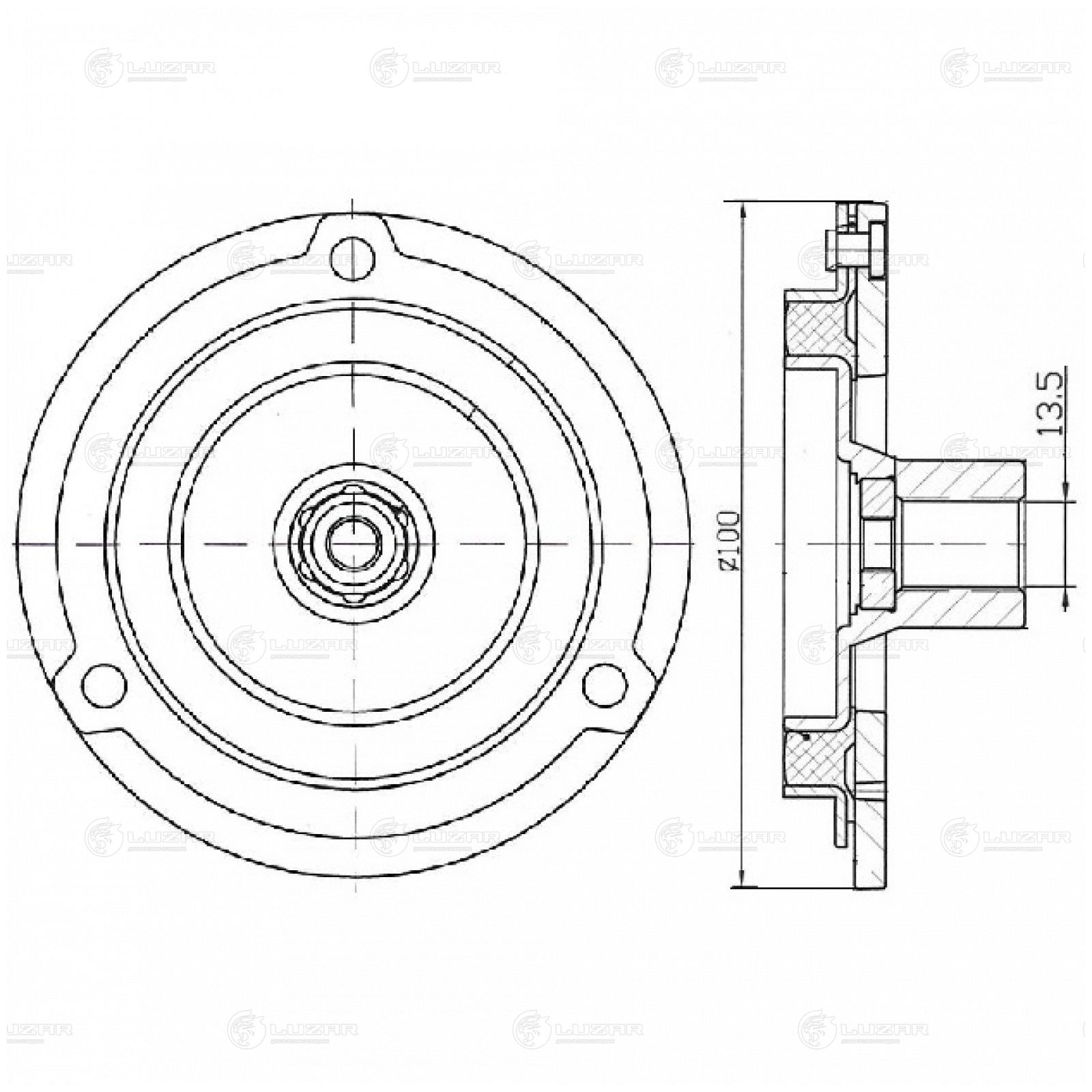 LUZAR LCP0801 Пластина прижимная муфты компрессора кондиц. HYUNDAI SOLARIS (10-)/KIA RIO (10-)