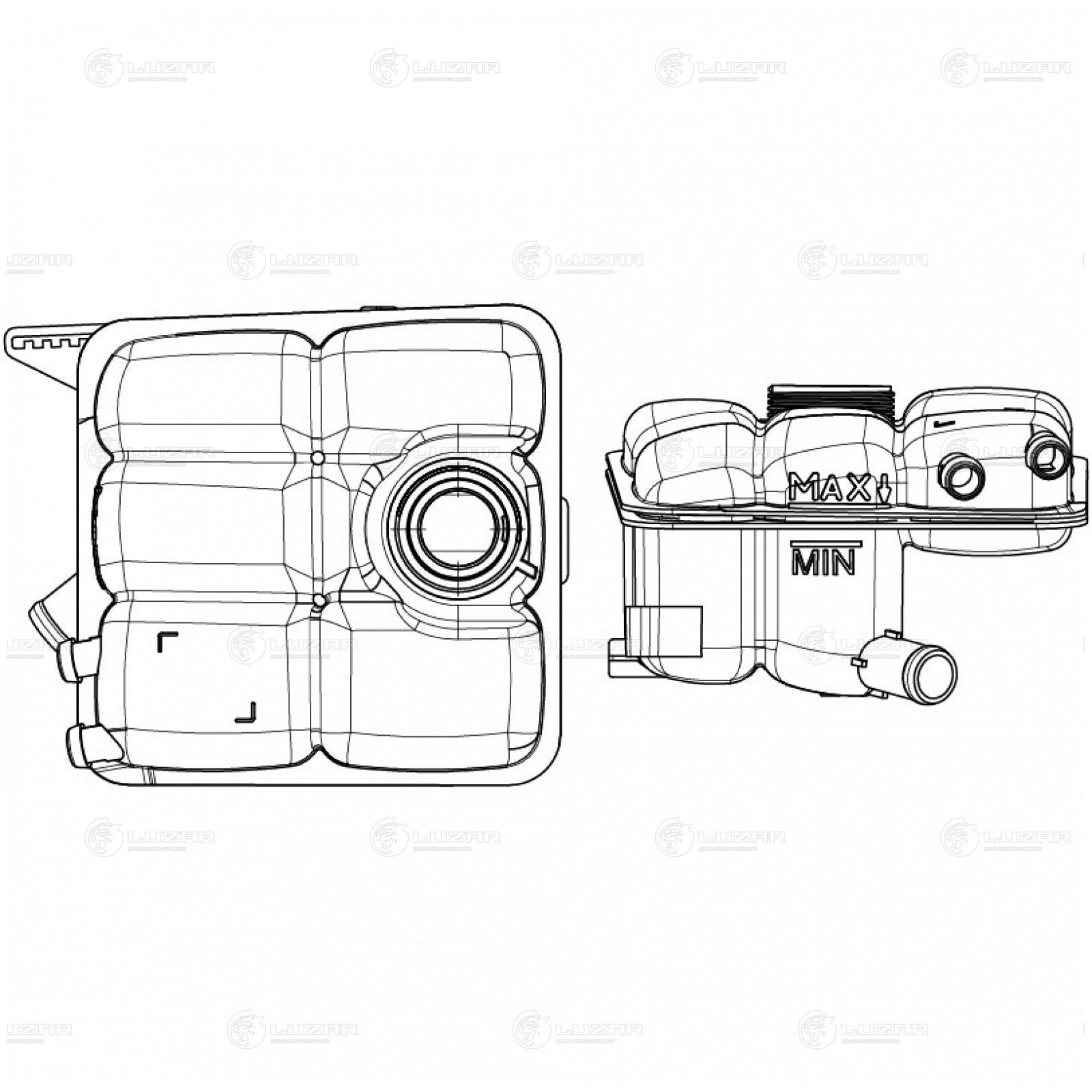 LUZAR LET1005 Бачок расширит. охл. жидкости для а/м Ford Focus III (11-)/C-Max (10-)/Kuga (12-) (LET 1005)