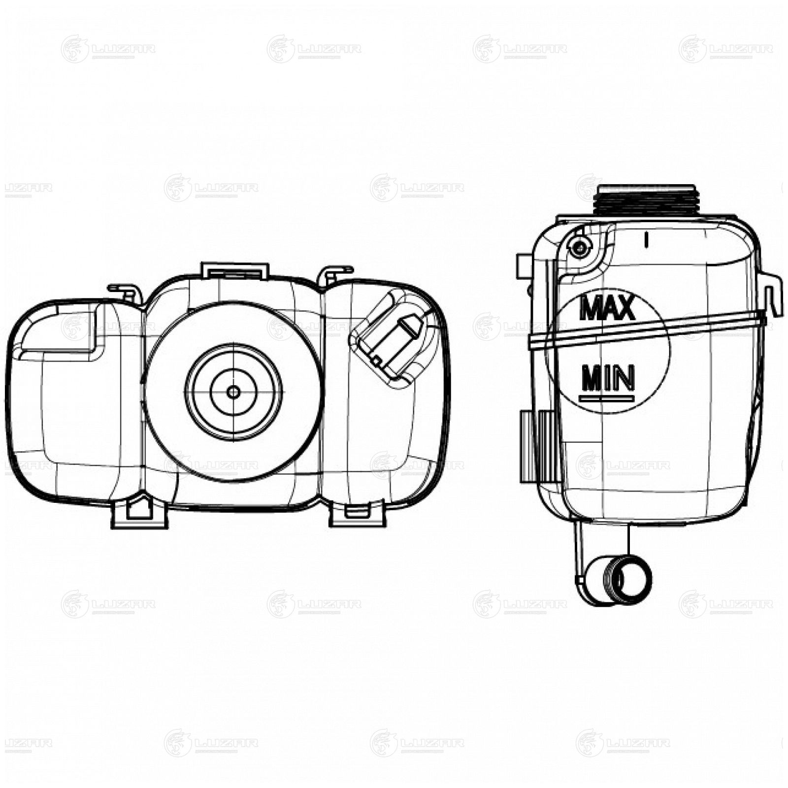 LUZAR LET1006 Бачок расширит. охл. жидкости для а/м Volvo XC90 (02-)/S60 (00-)/S80 (98-) (б/доп.патр.) (LET 1006)