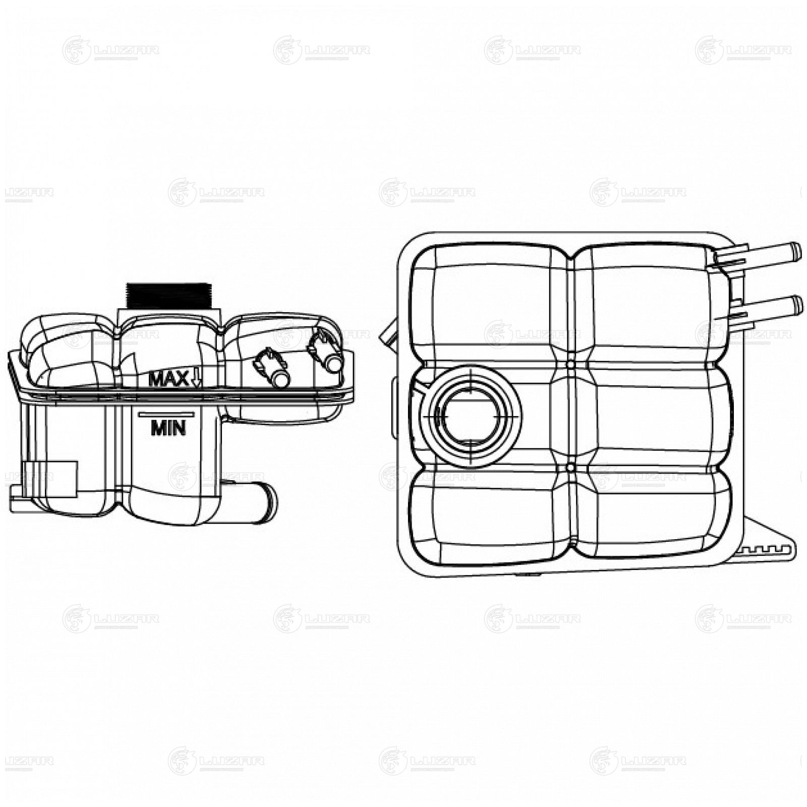LUZAR LET1008 Бачок расширит. охл. жидкости для а/м Volvo S40 II (04-)/C30 (06-)/Ford Kuga I (08-) (LET 1008)
