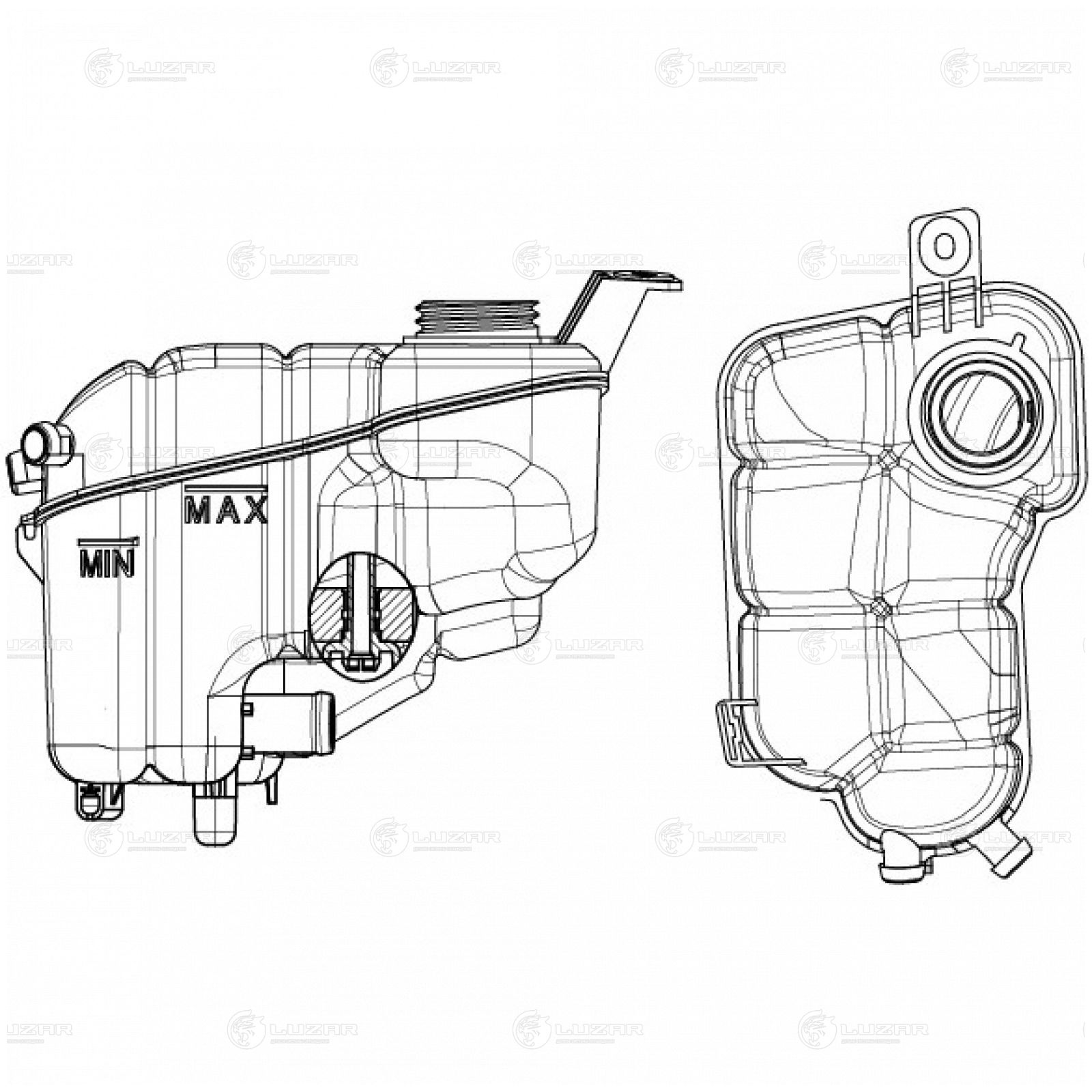 LUZAR LET1021 Бачок расширит. охл. жидкости для а/м Land Rover Freelander (07-)/Volvo XC60 (08-) (LET 1021)