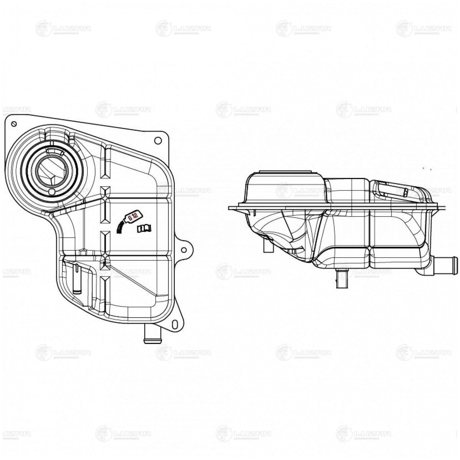 LUZAR LET1802 Бачок расширит. охл. жидкости для а/м VW Passat (96-)/A6 (97-) (все двиг. кроме 2.5TDI) (LET 1802)