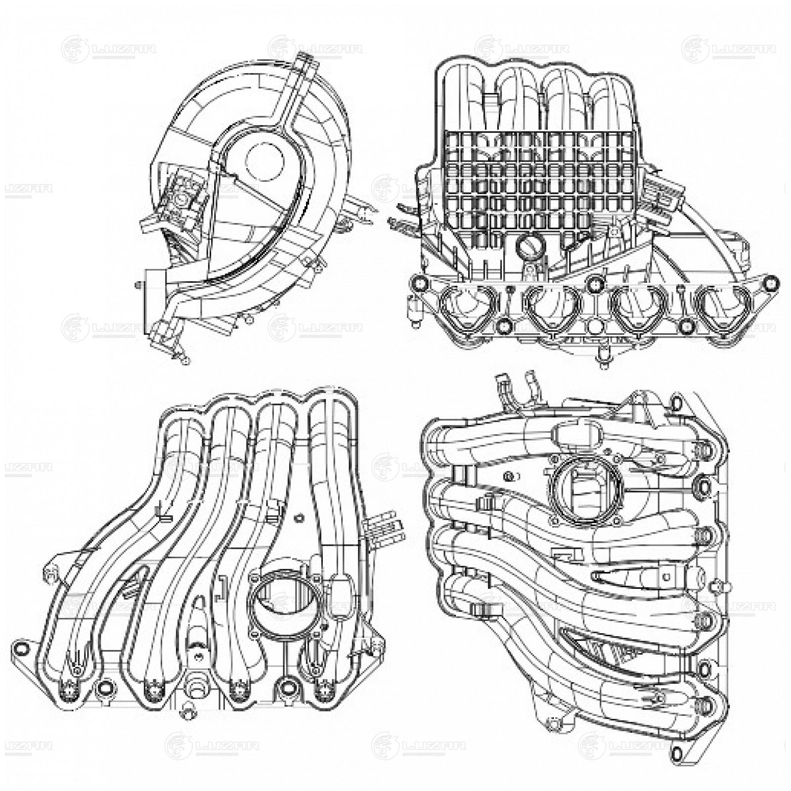 LUZAR LIM1802 Коллектор впускной для а/м VW Polo Sedan (10-)/Jetta (10-) 1.6i [CFNA,CLSA] (LIM 1802)