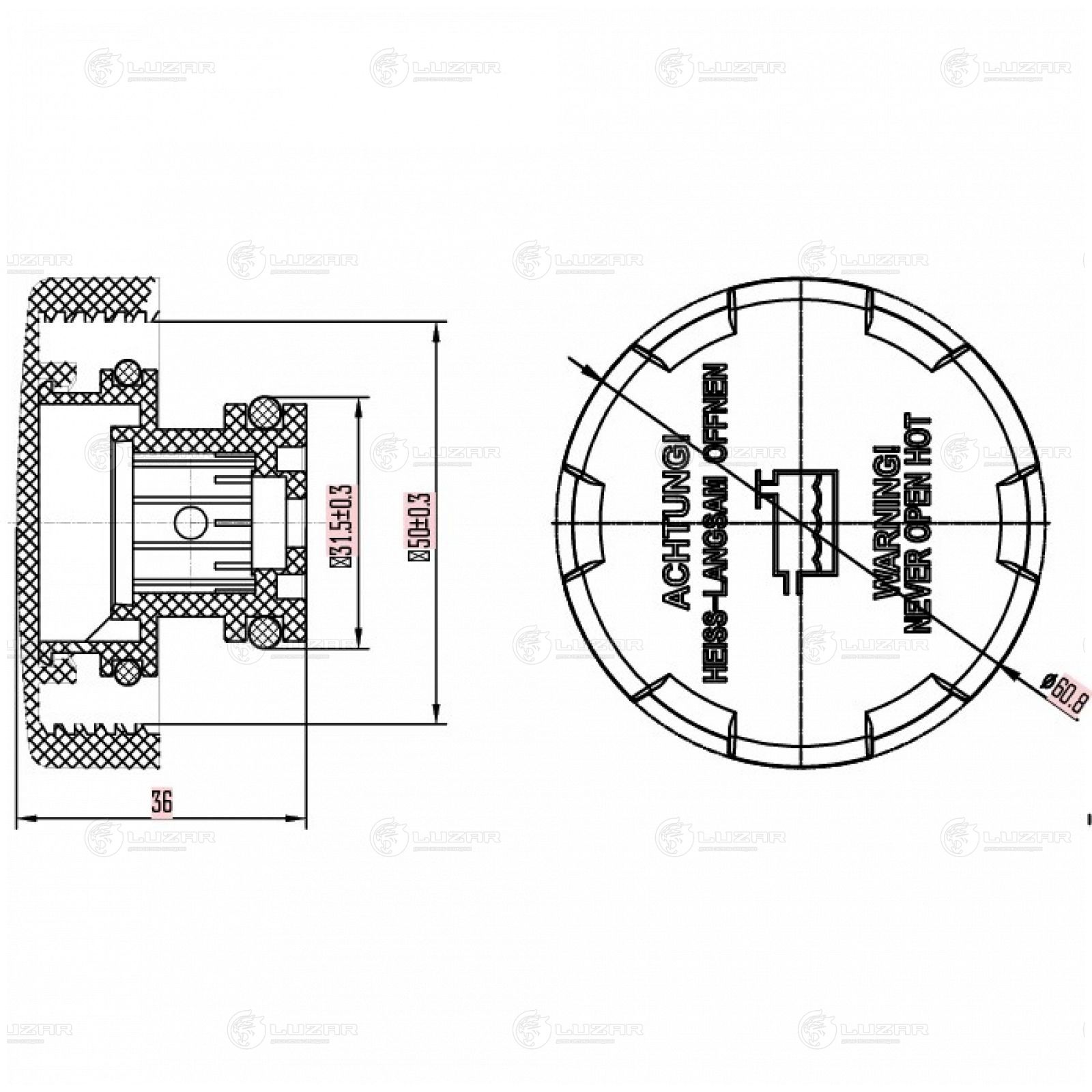 LUZAR LL0577 Крышка радиатора OPEL ASTRA H/CORSA D/SIGNUM/VECTRA C/ZAFIRA