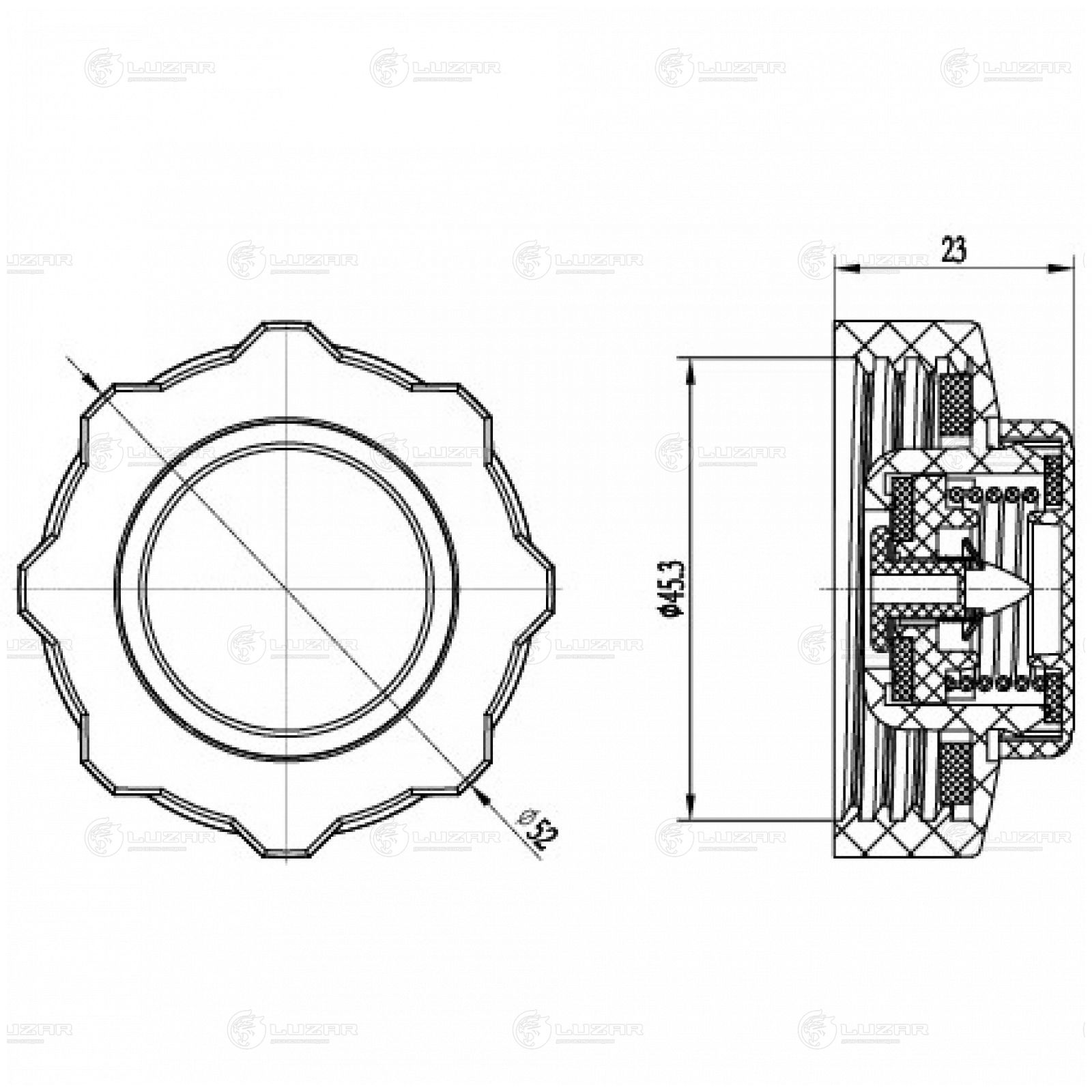 LUZAR LL0902 Крышка (пробка) расш. бачка для а/м Renault Clio II (98-)/Symbol (99-)/Kangoo (97-) 1.4bar (LL 0902)