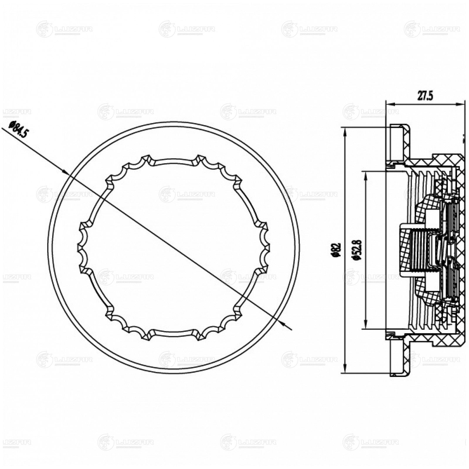 LUZAR LL1018 Крышка (пробка) расширительного бачка для а/м Land Rover Discovery III (04-)/Ford Explorer (10-) 1.1bar