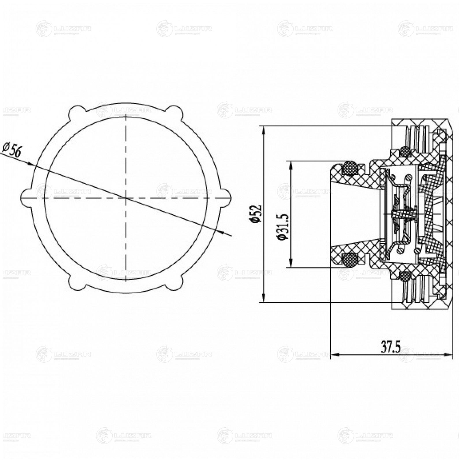 LUZAR LL1032 Крышка (пробка) расш. бачка для а/м Ford Mondeo II (96-)/III (00-)/Transit (00-) 1.2bar (LL 1032)
