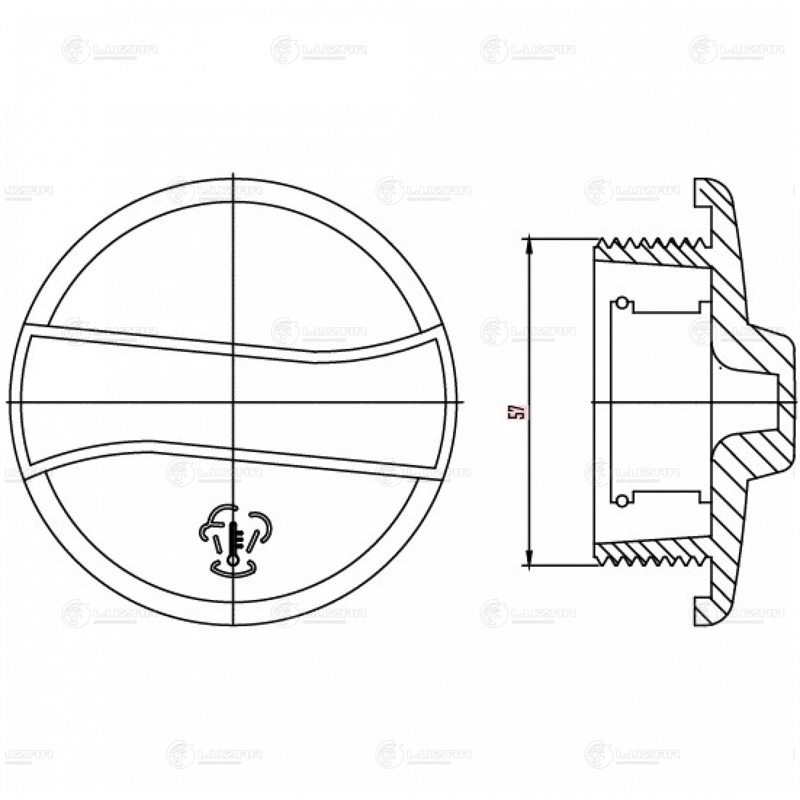 LUZAR LL1803 Крышка (пробка) расширительного бачка для а/м VW Transporter T4 (90-)/Passat B3/B4 (88-)/Golf III (91-) 1.4 bar