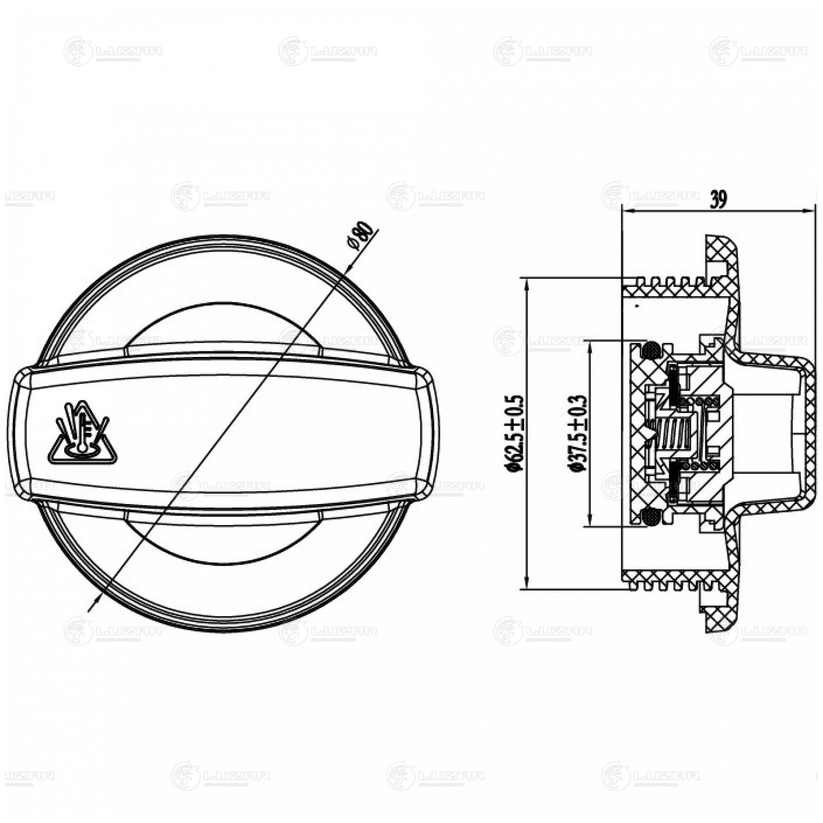 LUZAR LL1809 Крышка (пробка) расш. бачка для а/м Audi A4 (00-)/(04-)/А6 (97-)/(04-)/A8 (02-) 1.4bar (LL 1809)