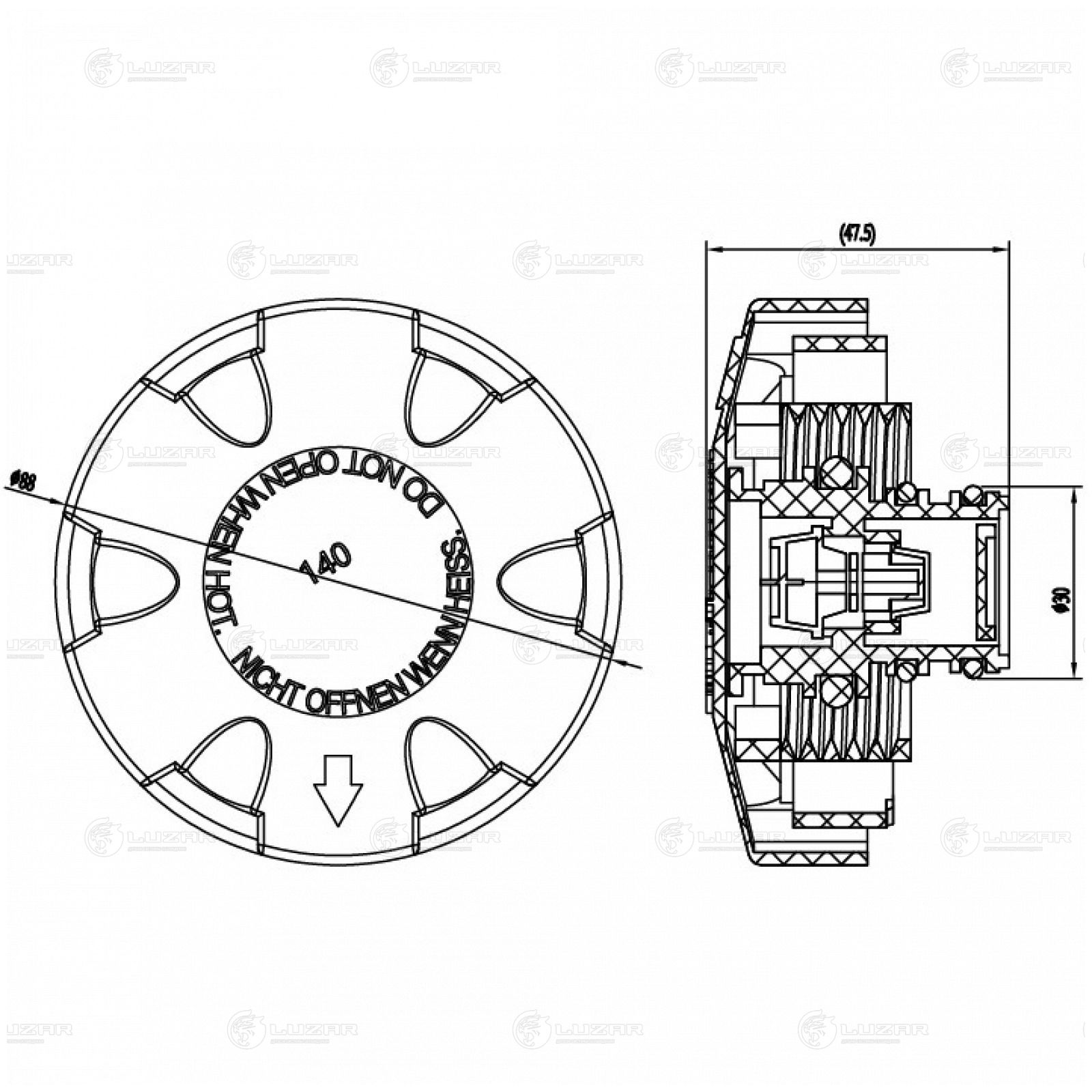 LUZAR LL2604 Крышка (пробка) расш. бачка для а/м BMW X5 (E70) (07-)/(G05) (18-)/5 (F10) (10-) 1.4bar (LL 2604)